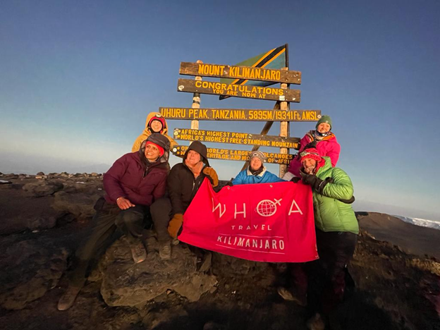 The WHOA women on the summit of Kilimanjaro.