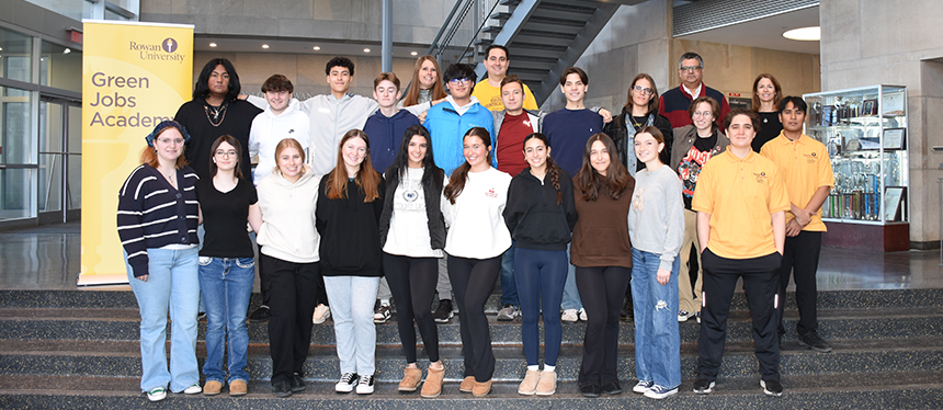 group of students from GJA event on stairs