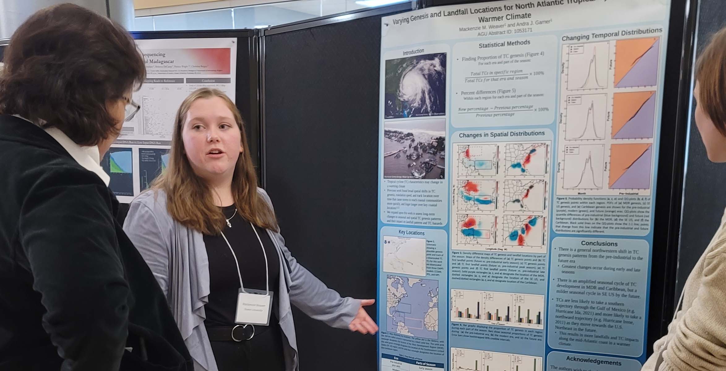 Senior Environmental Science student Mackenzie Weaver shares her research about formation and landfall behavior of North Atlantic hurricanes in a warmer climate at the Rutgers Climate Symposium