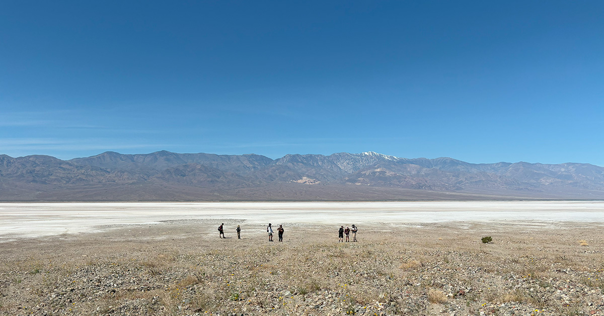 Group of students with a background of Death Valley